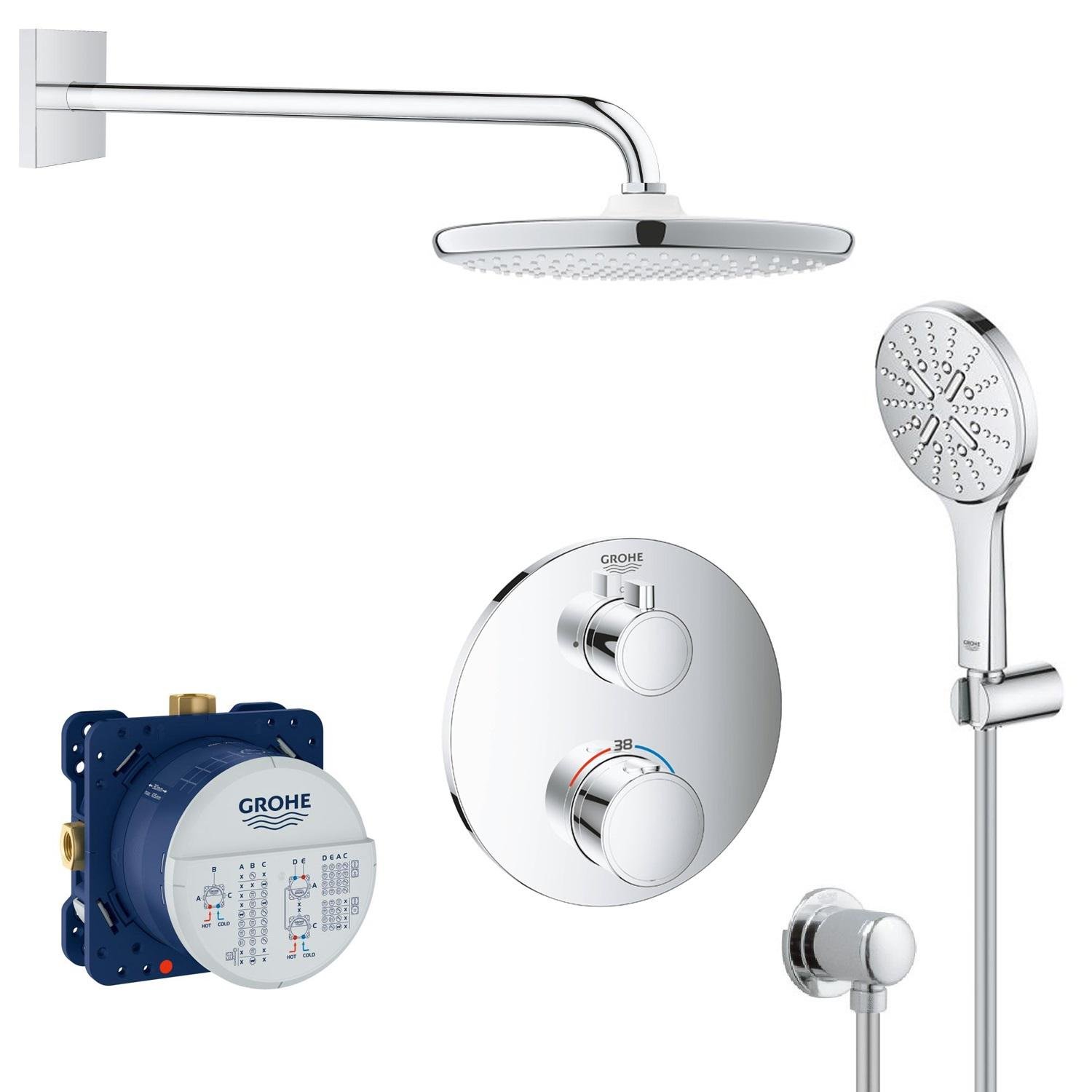Душевая система скрытого типа Grohe Grohtherm UA26415SC8 с верхним душем Хром (160025)