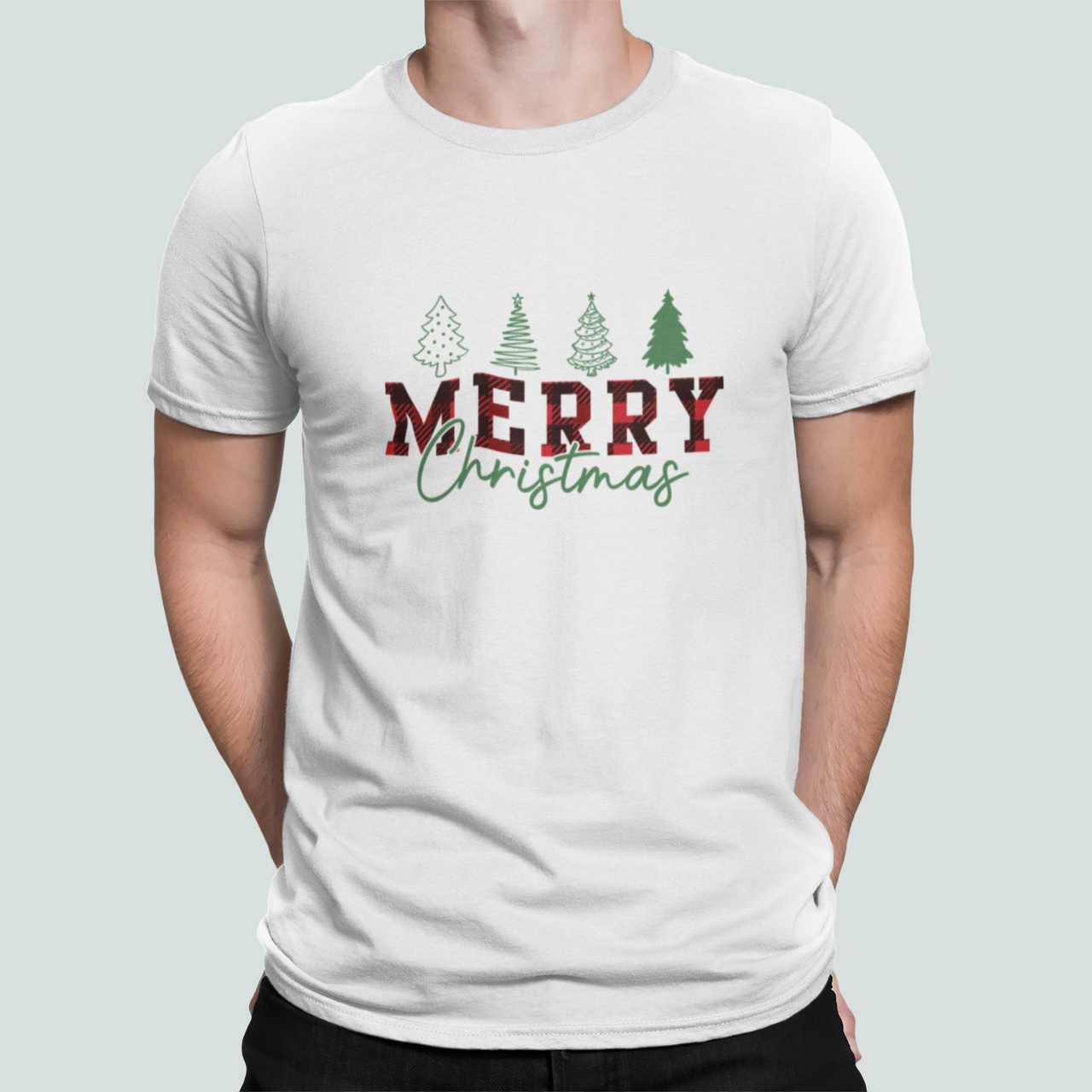 Футболка мужская новогодняя Stedman с принтом Merry Christmas Елки красавицы XL Белый (НГ156-10)