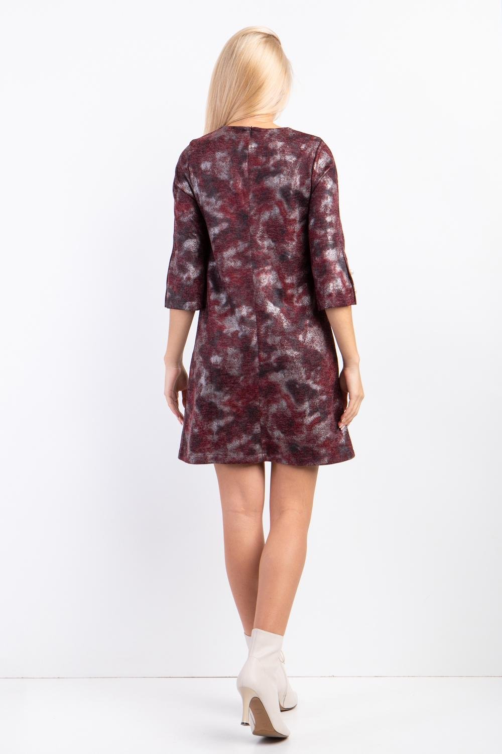 Платье женское Diва с напылением и жемчугом р. 50 Бордовый (040) - фото 2 Платье женское Diва с напылением и жемчугом р. 50 Бордовый (040) - фото 2