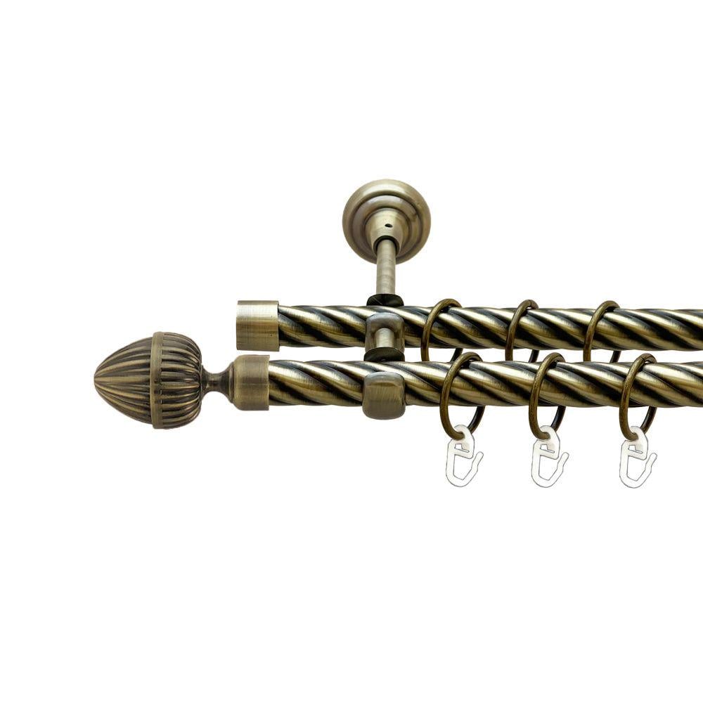 Карниз Orvit Одеон металевий дворядний відкритий скручена труба кільце металеве 19/19 мм 300 см Антик (00-00022236)