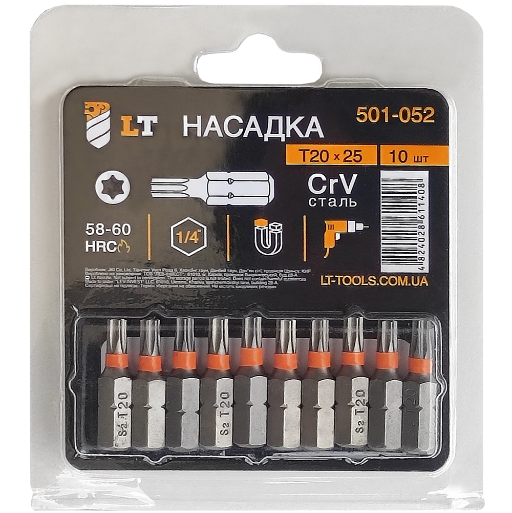 Біти LT-tools TORX 25х25 CrV 10 шт. (501-053) Біти LT-tools TORX 25х25 CrV 10 шт. (501-053)