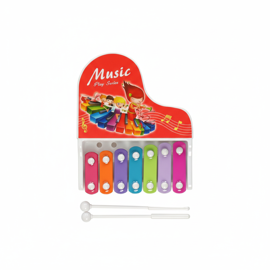 Ксилофон детский 683-10-1 с металлическими пластинами и двумя палочками