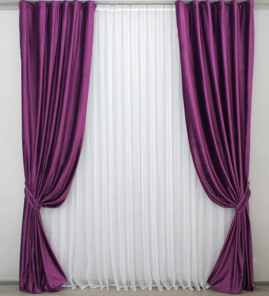 Комплект штор в гостиную бархат 2 шт. 1,5х2,95 м Сливовый (890ш)