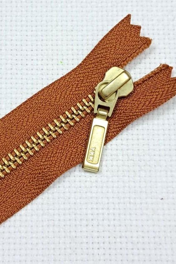 Молния YKK металлическая тип 5 18 см Рудо-коричневый/Золото (1665143326)