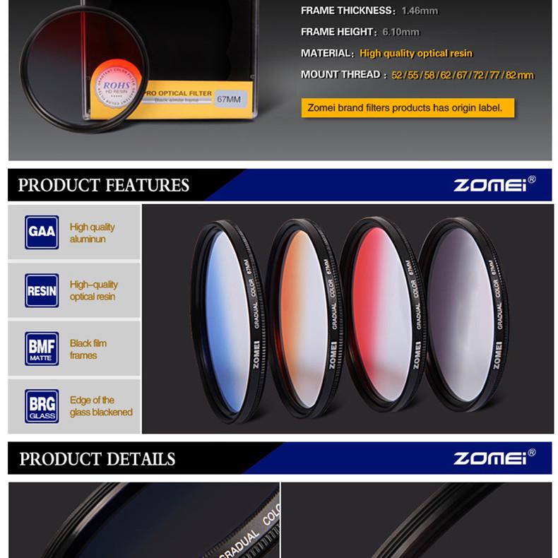 Світлофільтр градієнтний Zomei 62 мм Grey - фото 9
