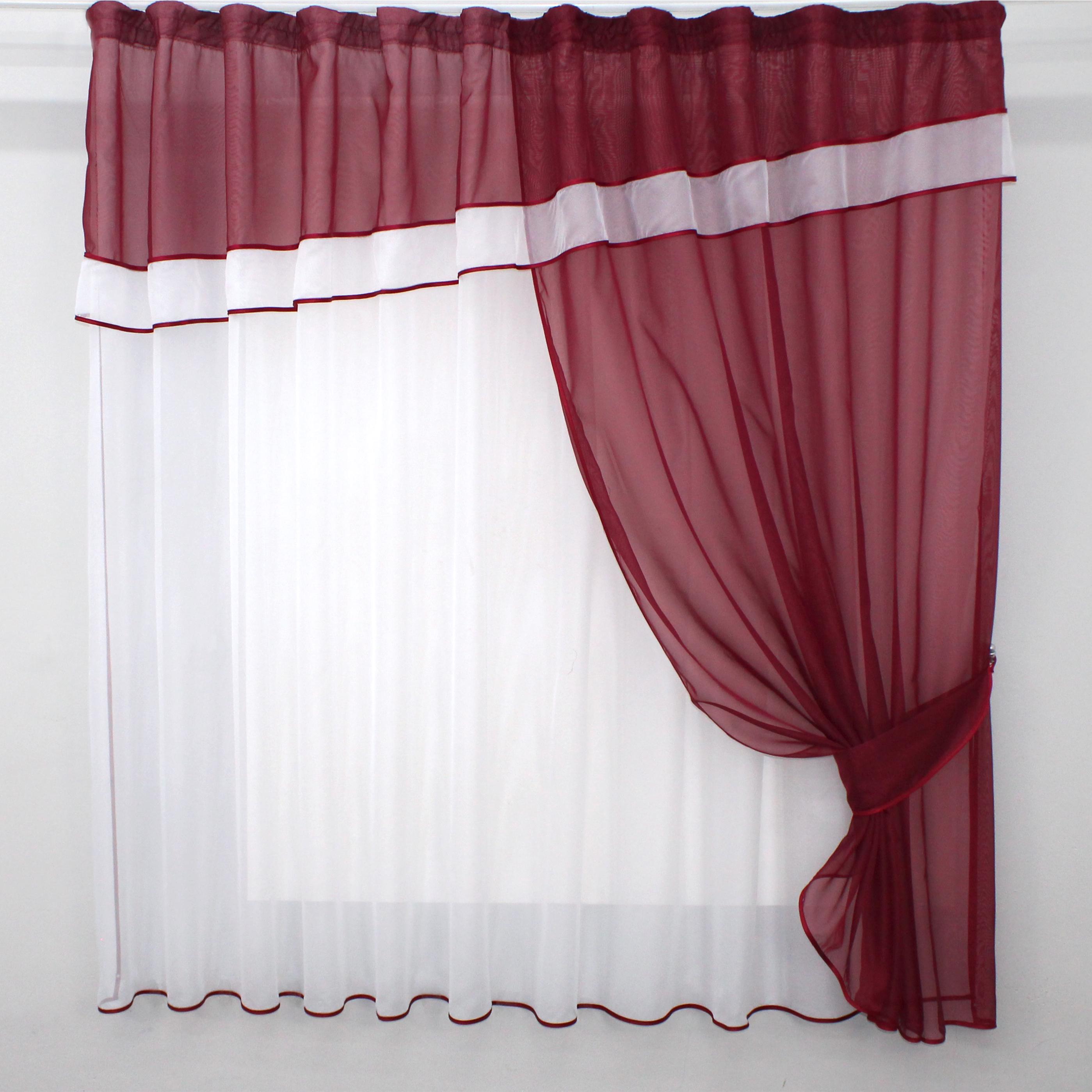 Занавеска кухонная VR-Textil № 018к с ламбрекеном 270х170 см Бордовый/Молочный (50-216) - фото 1 Занавеска кухонная VR-Textil № 018к с ламбрекеном 270х170 см Бордовый/Молочный (50-216) - фото 1