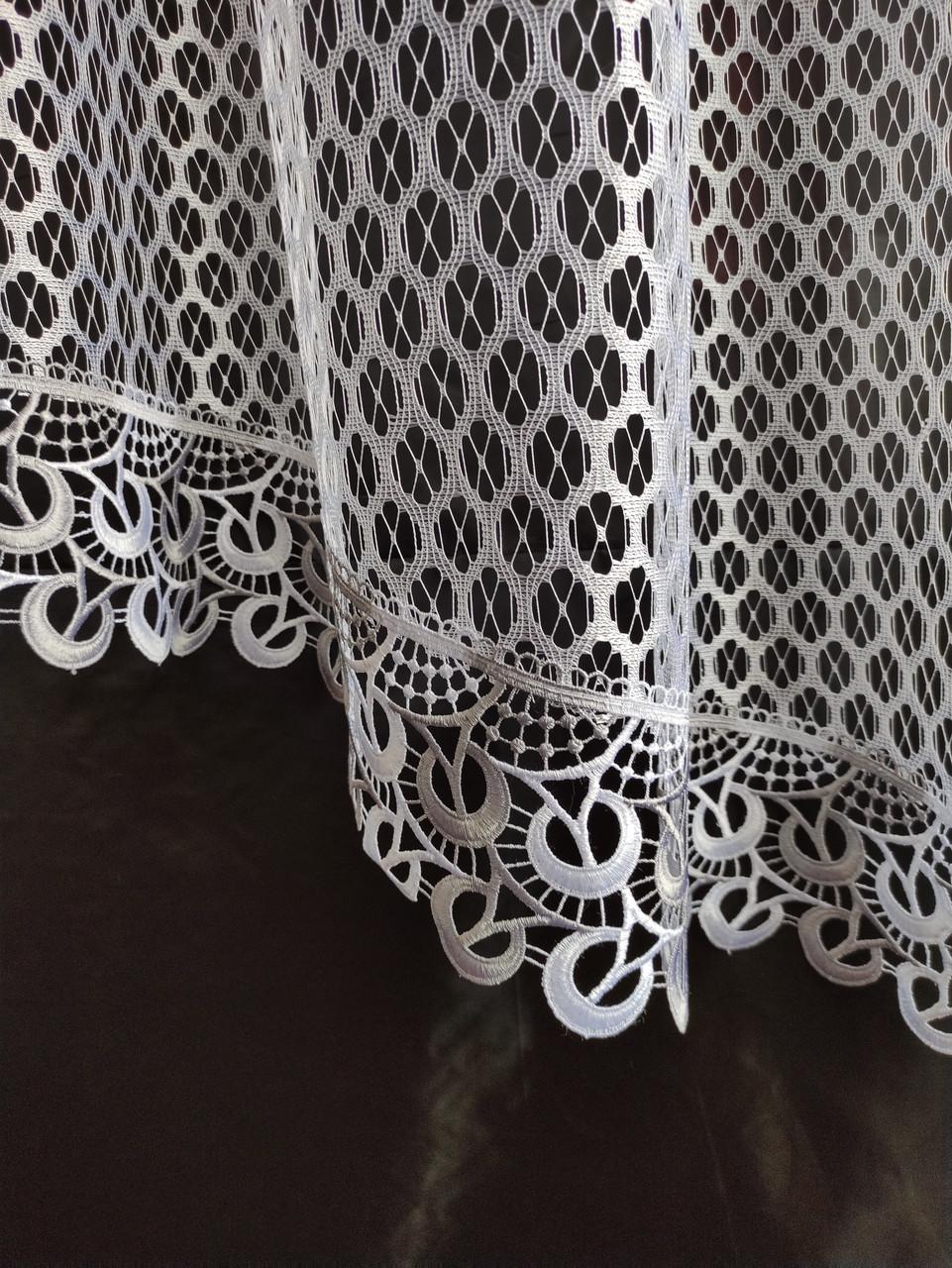 Тюль-сетка аркой с кружевом 280х160 см Белый/Серый (ас10б-23) - фото 3 Тюль-сетка аркой с кружевом 280х160 см Белый/Серый (ас10б-23) - фото 3