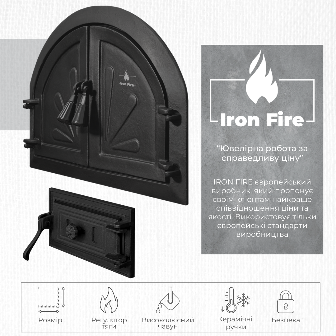 Комплект чугунных дверок Iron Fire Adeline 550х410 мм/поддувательная Style 50 315х165 мм (1453) - фото 11