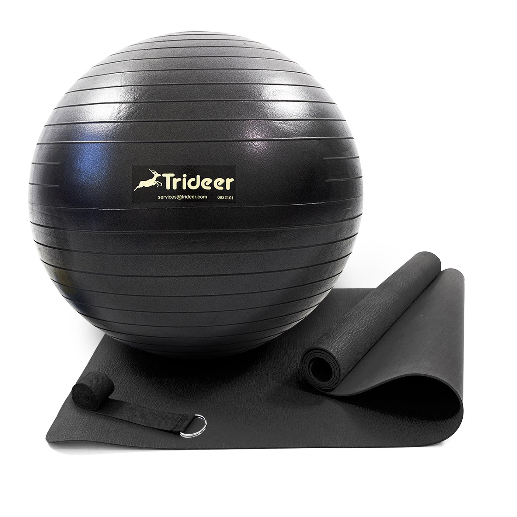 Коврик для йоги и фитнеса OSPORT Set 97 фитбол 85 см и ремнем для йоги Черный (n-0127)