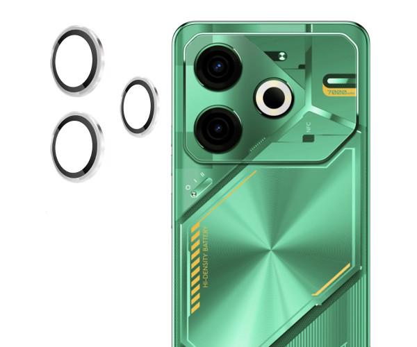 Защитное стекло с рамкой CD Pattern для Tecno Pova 6 Neo на заднюю камеру Серебряный
