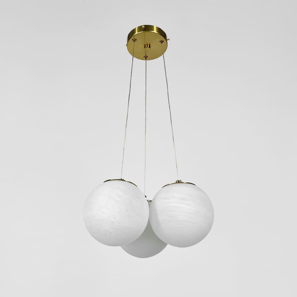 Люстра-пучок на 3 мраморных плафона Античная Латунь/Белый (MJ141/3 AB/WT)