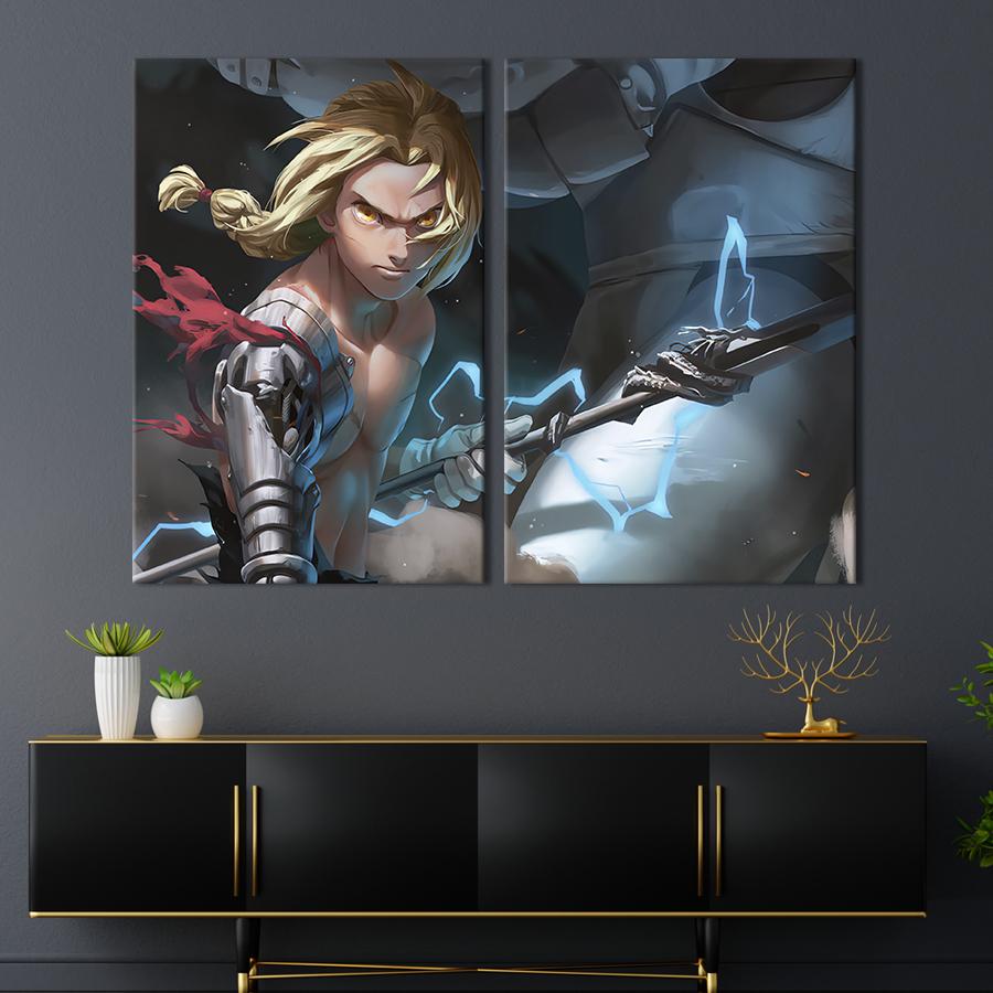 Настенный декор диптих картина на холсте для интерьера Fullmetal Alchemist Brotherhood 165x122 см (711-2)
