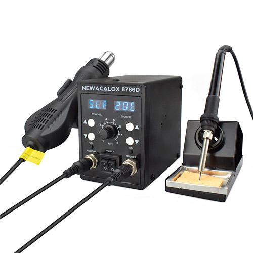 Паяльная станция NEWACALOX 8786D 60Вт с термофеном 750Вт, 2хЖК Паяльная станция NEWACALOX 8786D 60Вт с термофеном 750Вт, 2хЖК