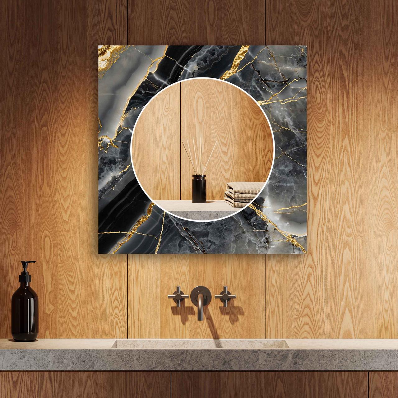 Дзеркало на стіну NovellaPrint з малюнком мармуру квадратне 50х50 см (2019.4)