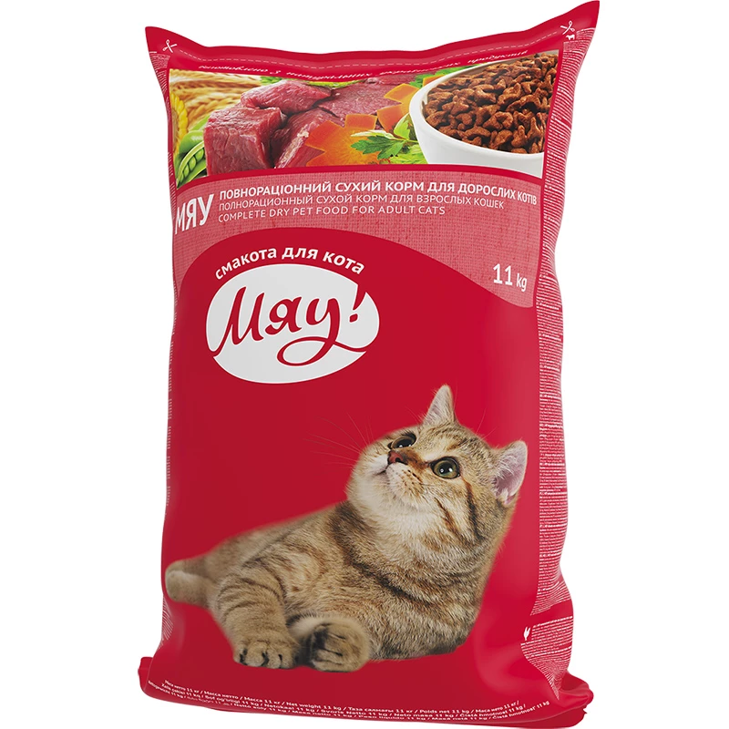 Сухой корм для кошек Мяу полнорационный с мясом 11 кг (00000002800)