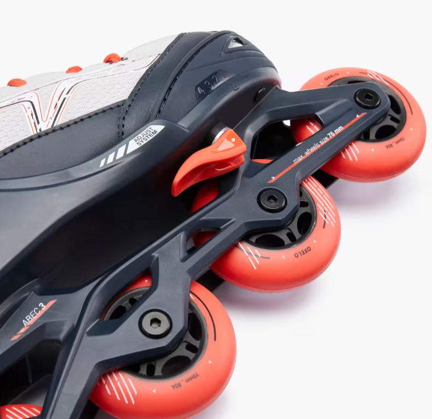 Ролики детские раздвижные OXELO FIT3 EU р. 29-32 Серо-оранжевый (2529819331) - фото 7