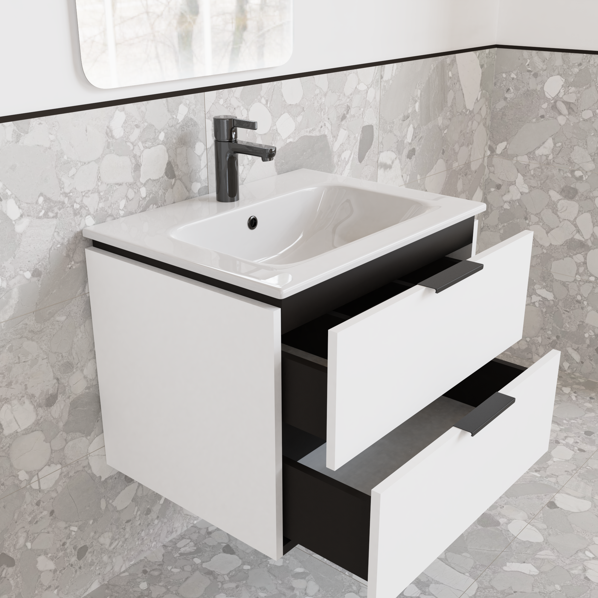 Тумба подвесная с раковиной MVK Vostok Icon 55 В2 550х450х530 мм Эмаль Белый Матовый (p255wh) - фото 3