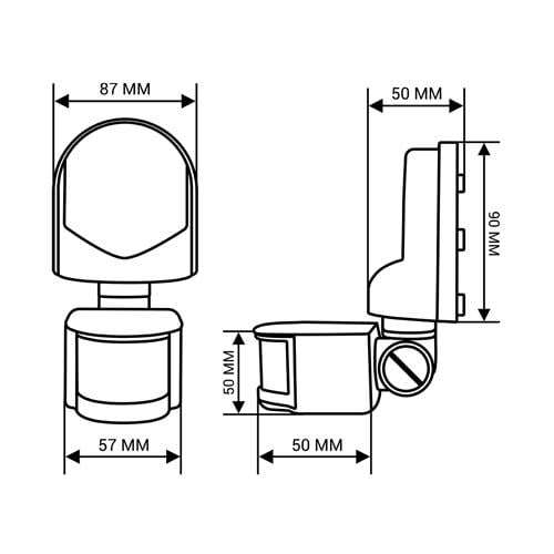 Инфракрасный датчик движения Biom IRM-02B max 1200 Вт 180° настенный Черный (00-00018915) - фото 5