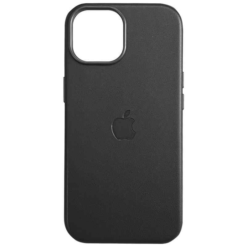 Протиударний шкіряний чохол Leather Case (AAA) with MagSafe and Animation для Apple iPhone 15 Pro Max (6.7") Black