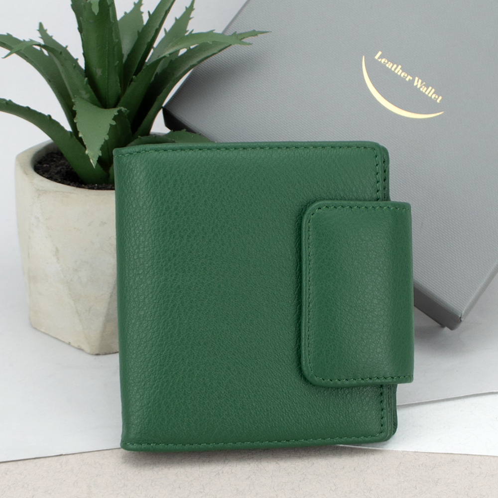 Кошелек женский кожаный маленький 8005 на кнопке Зеленый (2052947949)