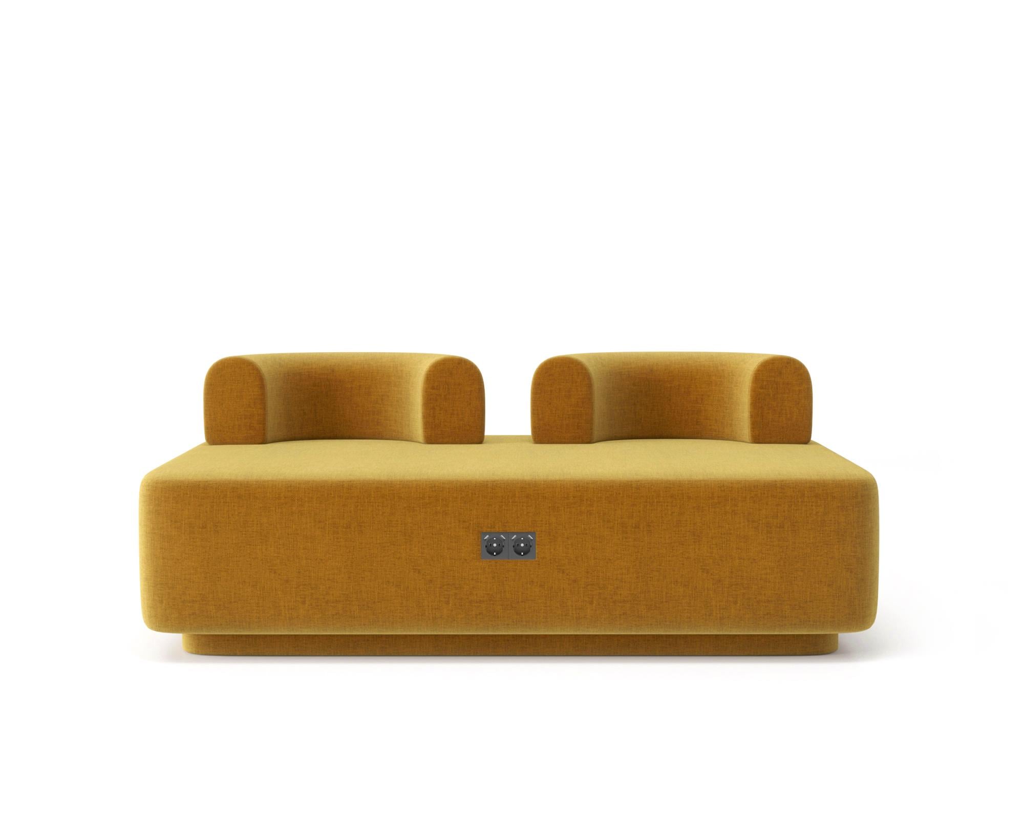 Диван модульный Plump со встроенной розеткой и зарядкой USB 160x80x65 см Желтый (0022) Диван модульный Plump со встроенной розеткой и зарядкой USB 160x80x65 см Желтый (0022)