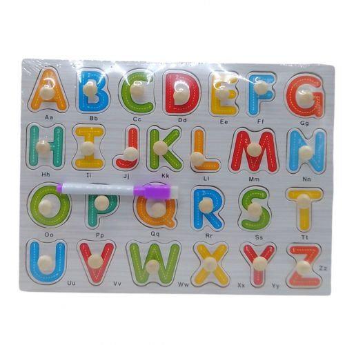 Пазли-вкладиші дерев'яні 2в1 англійська абетка (30798)
