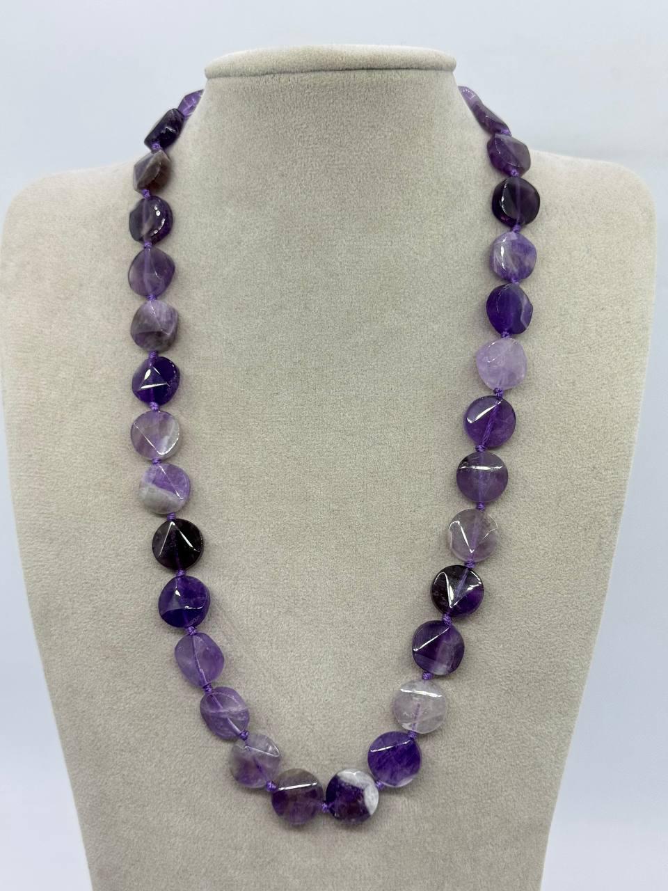 Бусы из аметиста 12x5 мм 44 см Фиолетовый (12883)