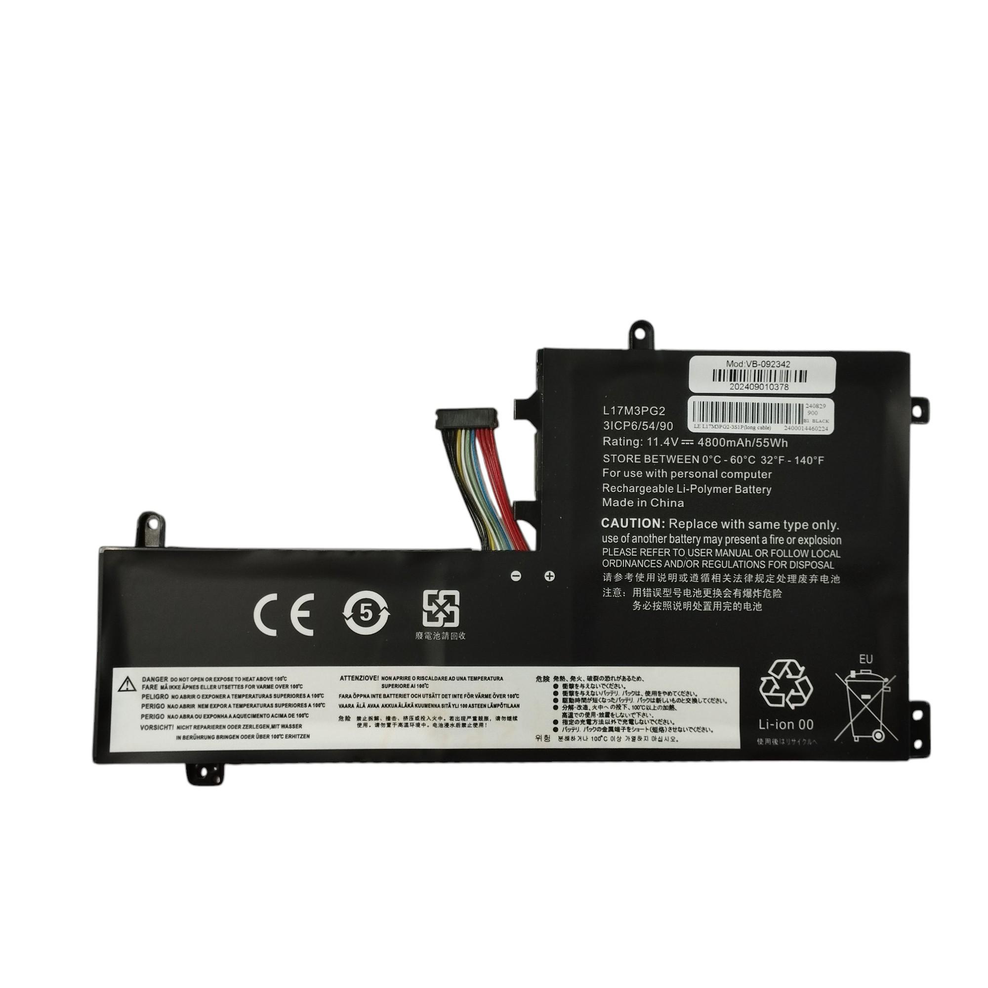 Аккумулятор для ноутбука Lenovo Legion Y7000 L17M3PG2 11,4V 4800 mAh OEM длинный шлейф
