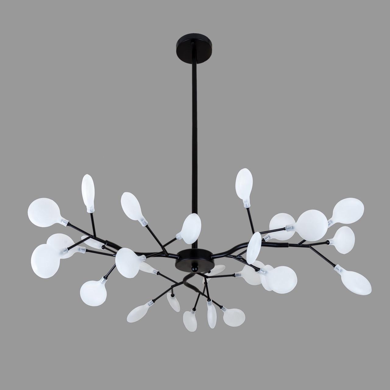 Люстра Petals з скляних пелюсток на 27 ламп Чорний (918-LP447-27 BK+WH)