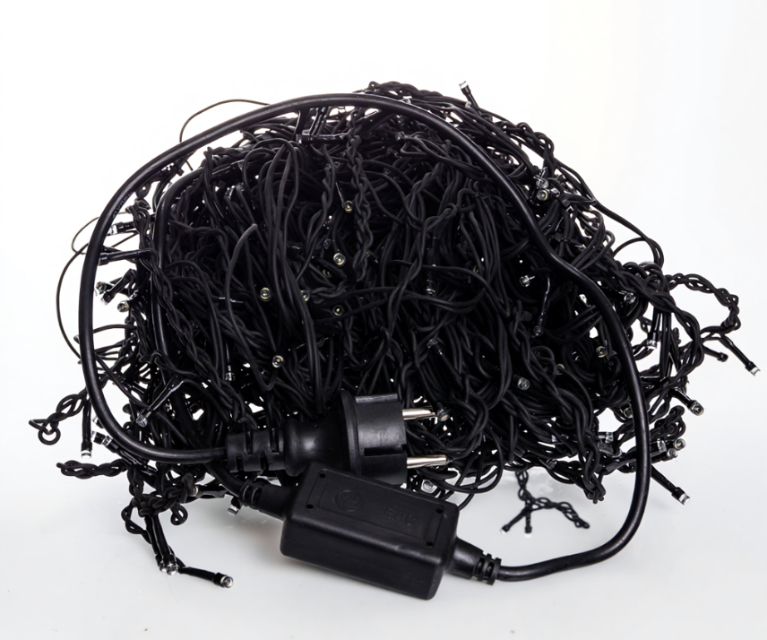 Гірлянда бахрома вулична 405 LED 25 м від мережі чорна нитка Білий - фото 4 Гірлянда бахрома вулична 405 LED 25 м від мережі чорна нитка Білий - фото 4