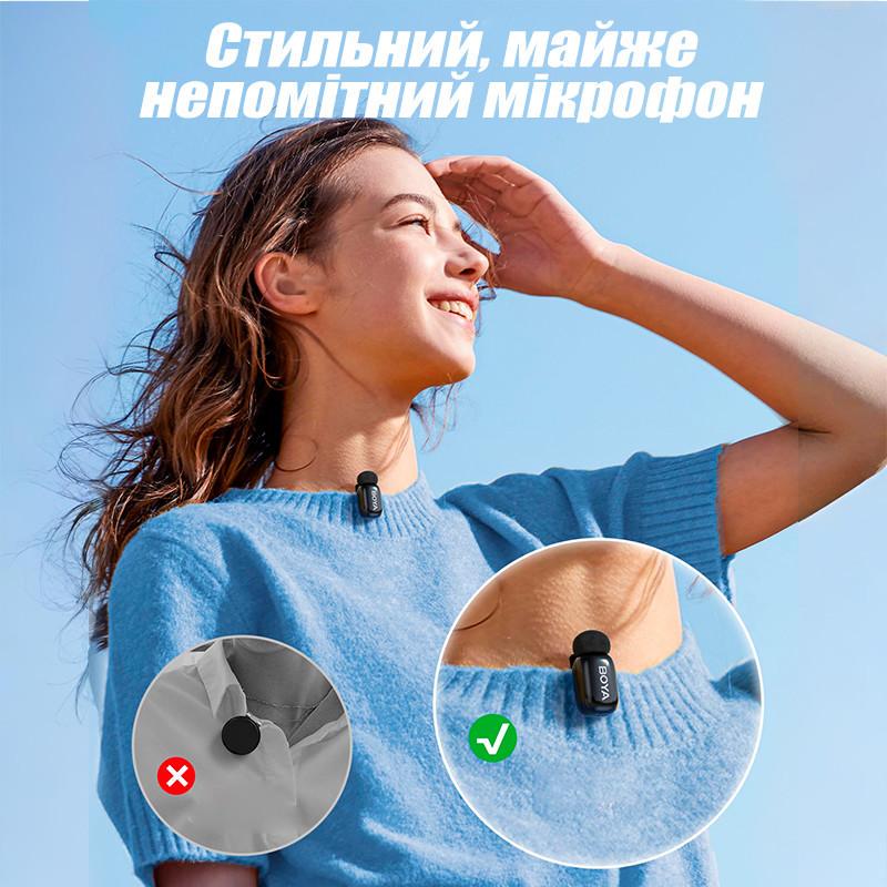 Мікрофон бездротовий петличний Boya Mini Type C на одяг/для телефону/для запису відео (BOYA-mini) - фото 5