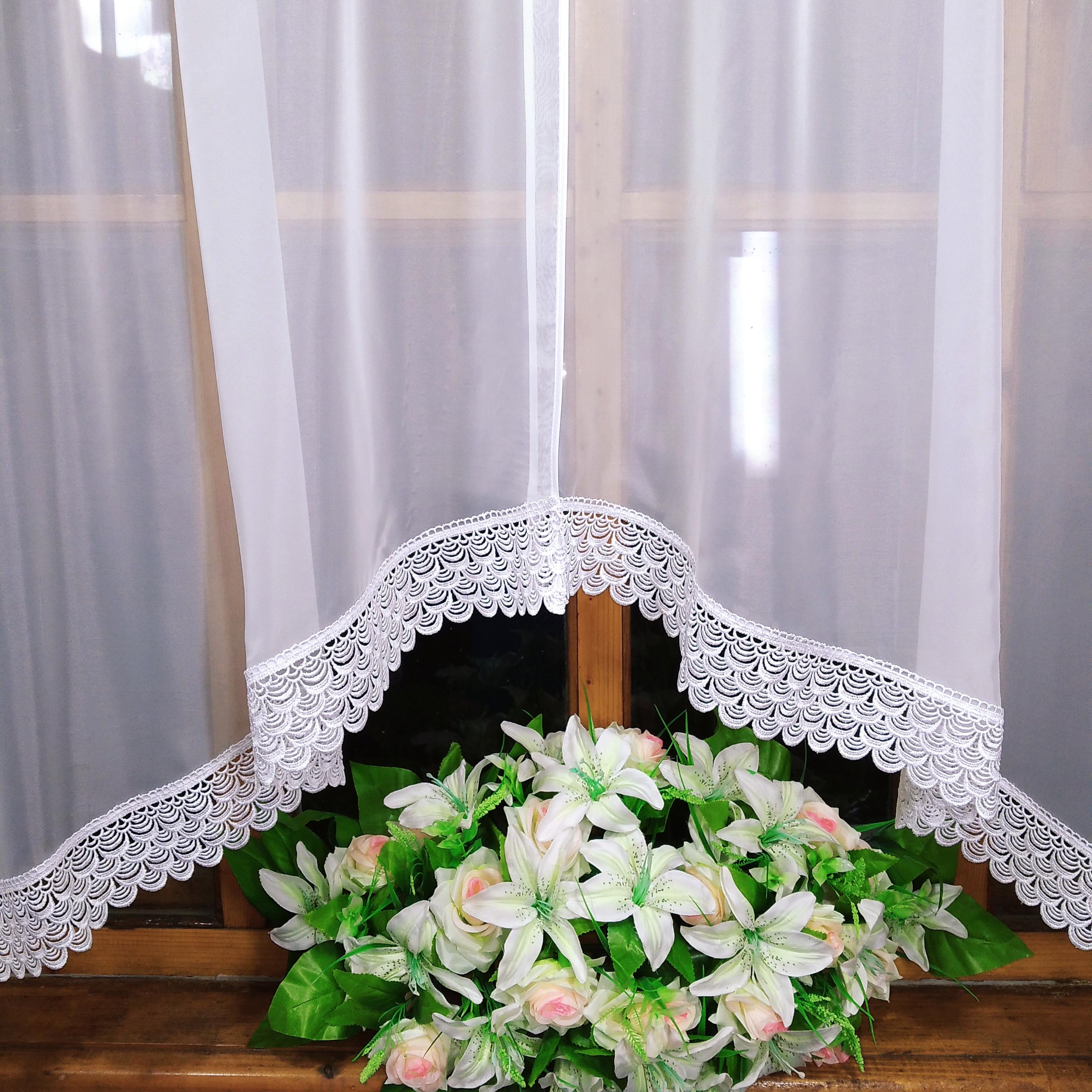 Занавеска короткая арка Летиция кружево волна с розрезом Белый (1251458447) - фото 3