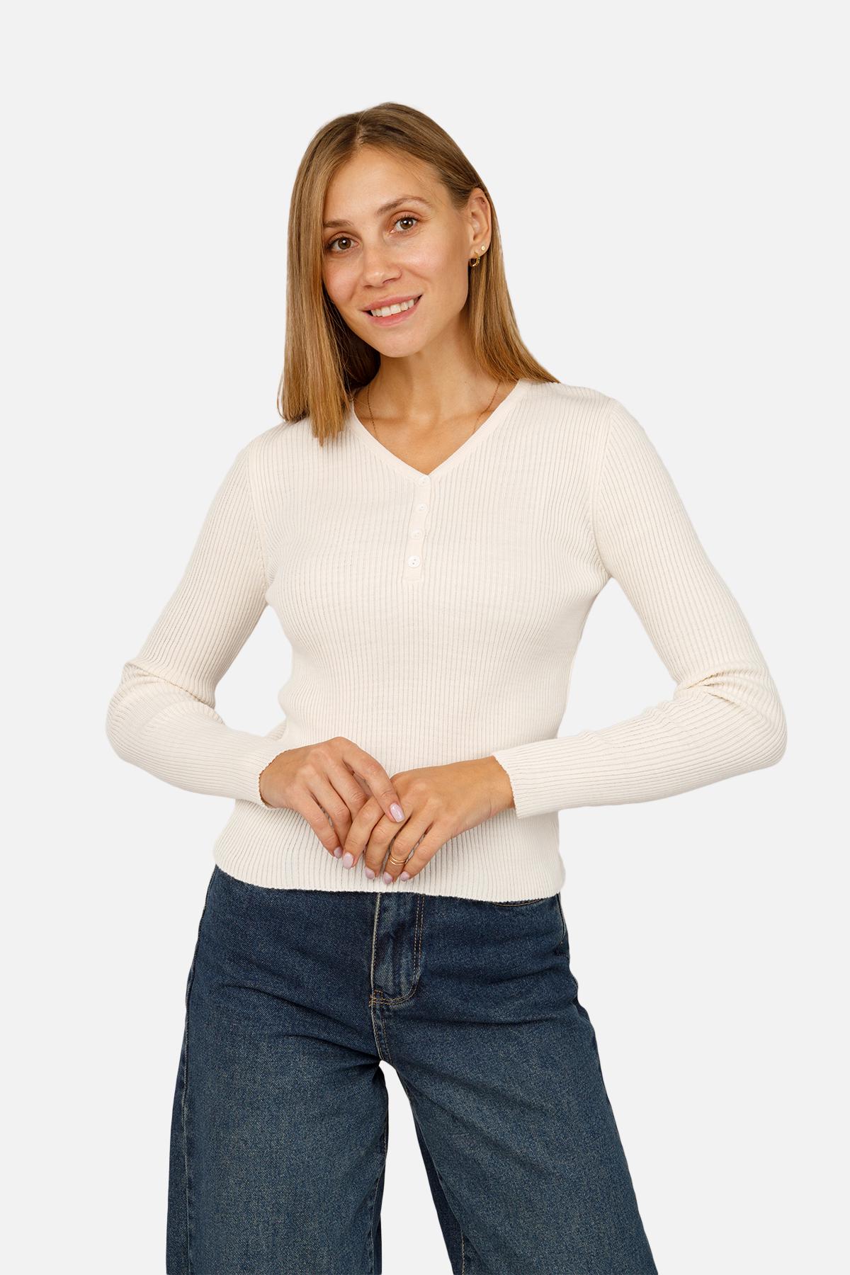 Пуловер жіночий р. 46 Молочний (SKT001022476) Пуловер жіночий р. 46 Молочний (SKT001022476)