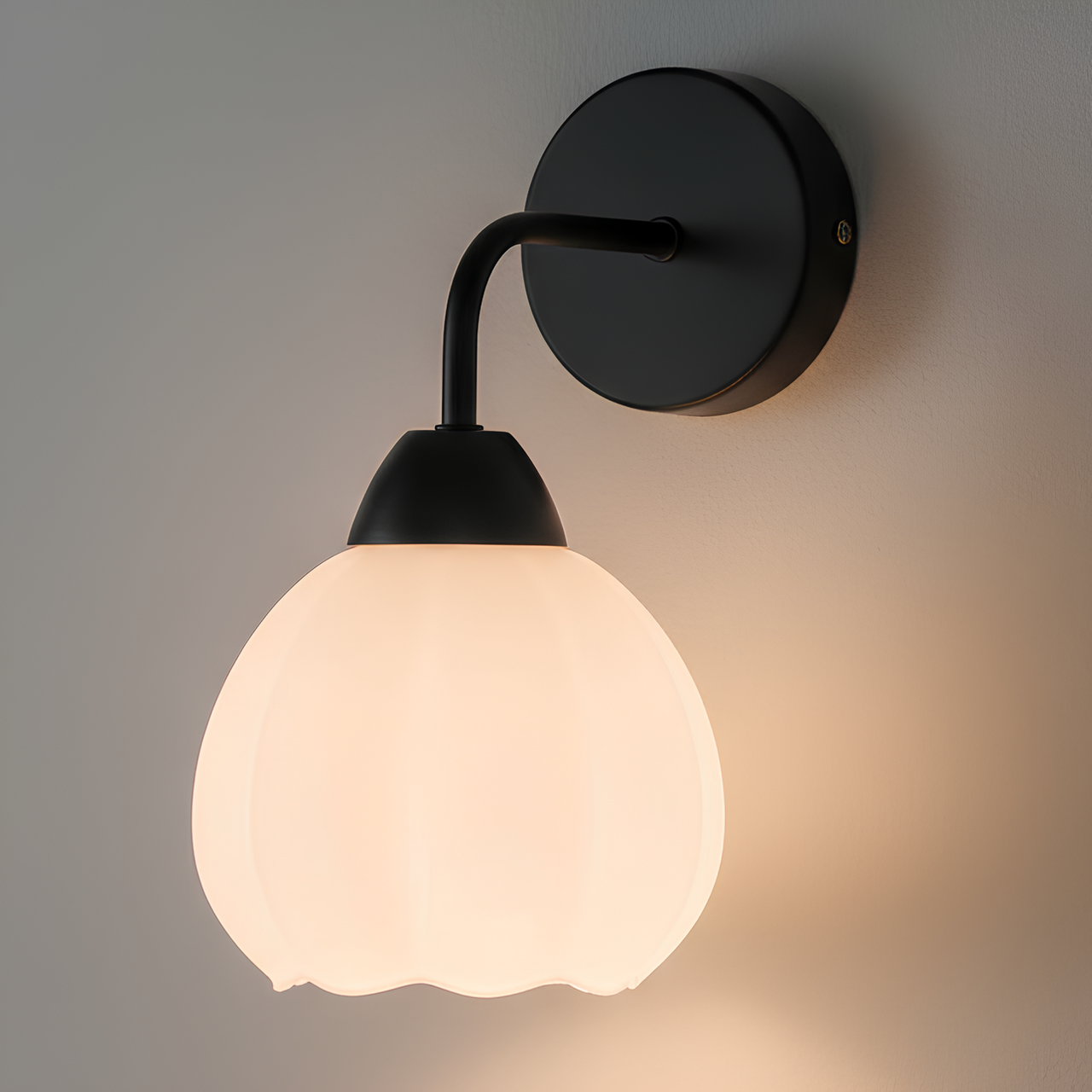 Бра Valeso з матовим плафоном під одну лампу Е27 Чорний (BD665-1 BK)