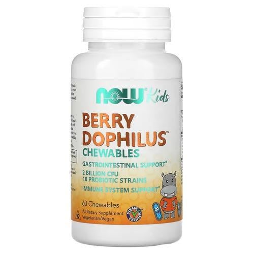 Пробіотики та Ензими для дітей NOW Berry Dophilus Kids 2 Billion 60 жувальних таблеток (NOW-02936)