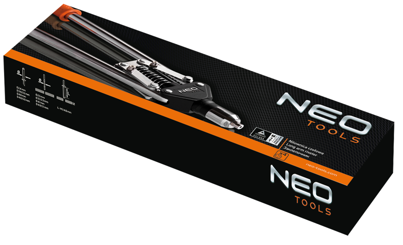 Заклепочник NEO tools 18-104 торцевой двуручный Желтый (110-106-18-104) - фото 2