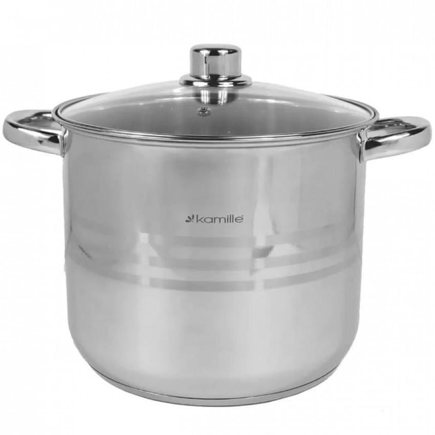 Кастрюля глубокая Kamille КМ-5403 из нержавеющей стали с мерной шкалой 8 л Стальной (150-84-5403) - фото 1 Кастрюля глубокая Kamille КМ-5403 из нержавеющей стали с мерной шкалой 8 л Стальной (150-84-5403) - фото 1