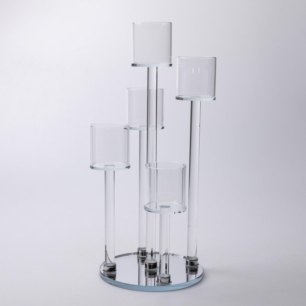 Підсвічник декоративний на 5 свічок скляний h 38 см (HP-4-14) - фото 3 Підсвічник декоративний на 5 свічок скляний h 38 см (HP-4-14) - фото 3