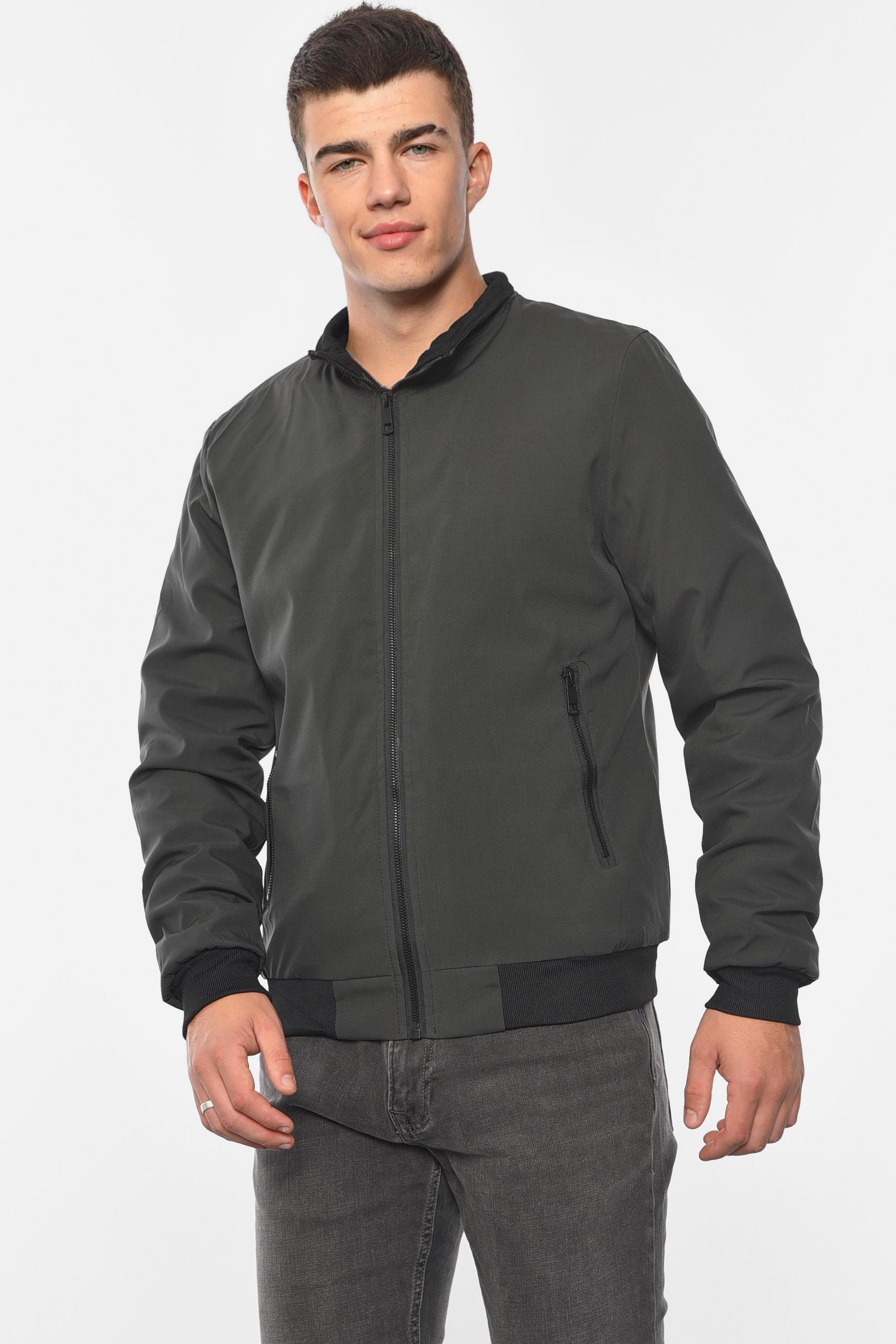 Бомбер чоловічий однотонний XL Темно-сірий (190557) Бомбер чоловічий однотонний XL Темно-сірий (190557)