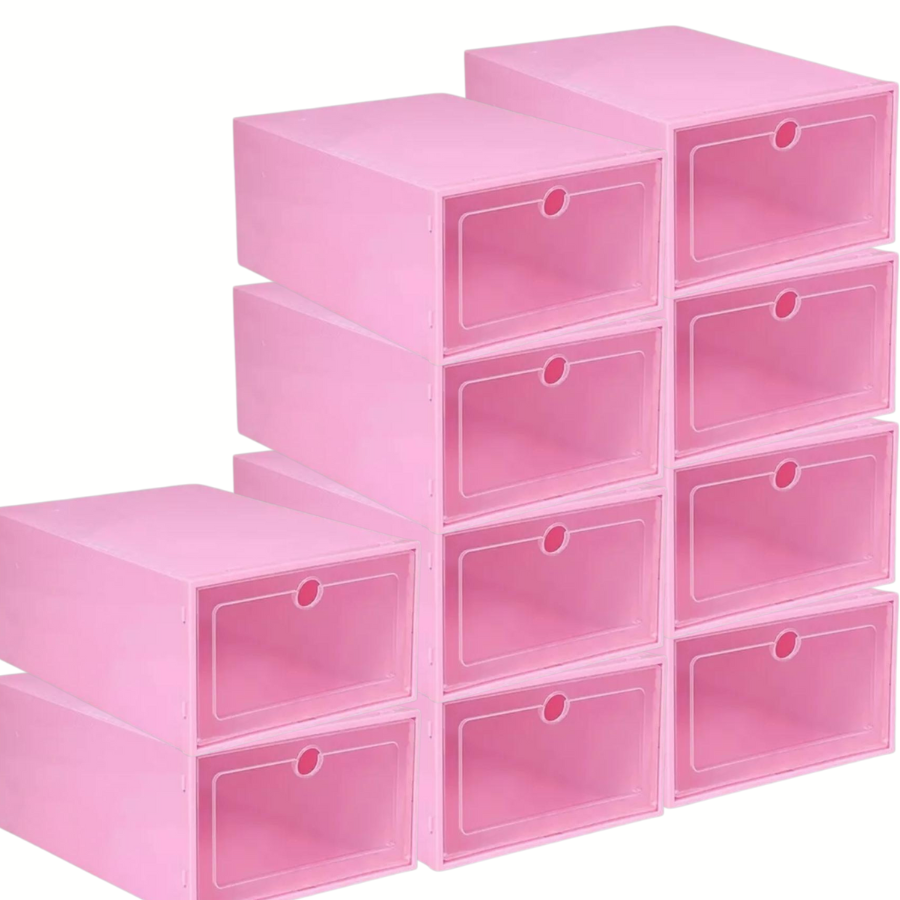 Коробки пластиковые для хранения обуви 10 шт. 31,5х21х12,5 см Розовый (60100/10)