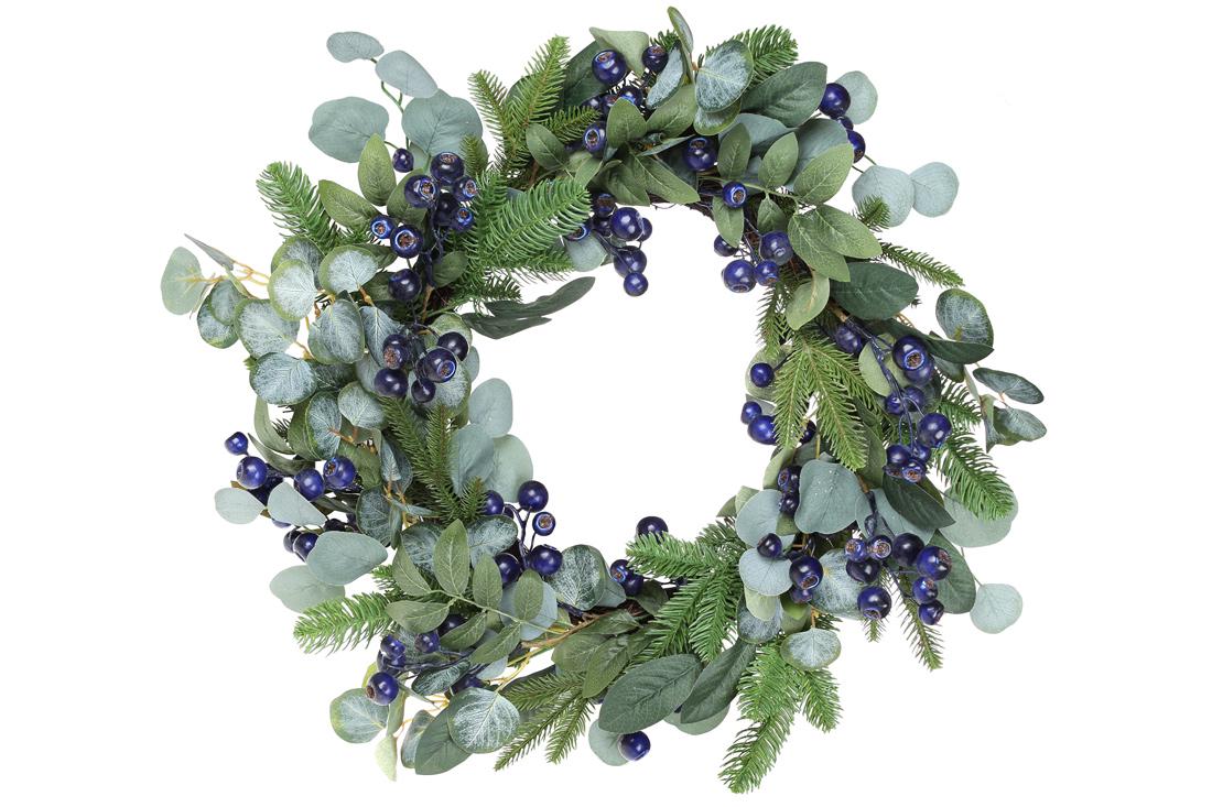 Новогодний венок Bonadi с ягодами голубики 60 см (YE1-001) - фото 1 Новогодний венок Bonadi с ягодами голубики 60 см (YE1-001) - фото 1