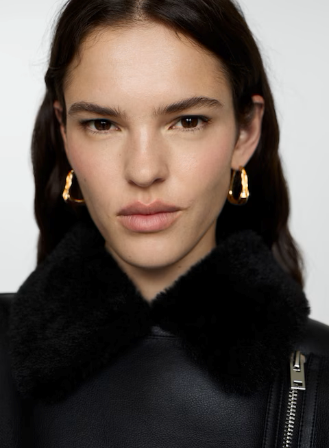 Дубленка женская Mango 77075985 XXS Черный (00026) - фото 7