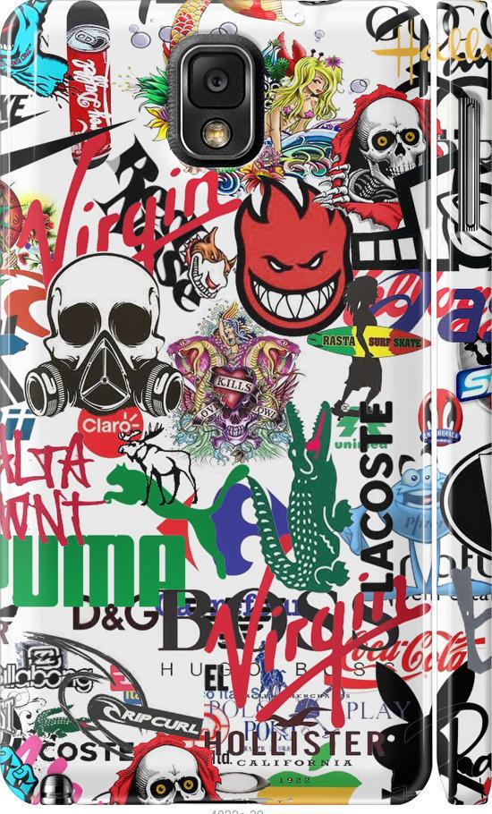 Чехол на Samsung Galaxy Note 3 N9000 Many different logos (4022c-29-42517)