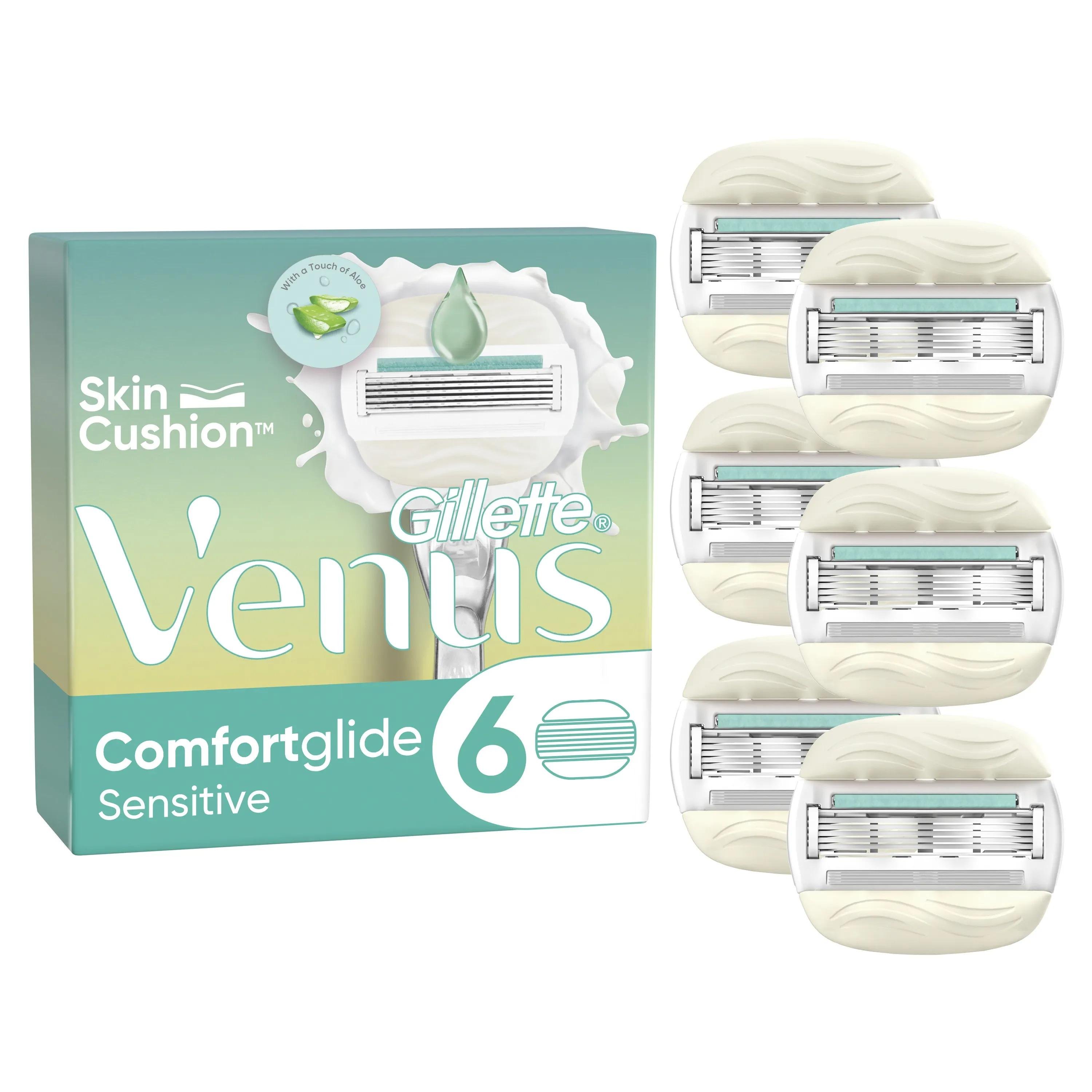 Сменные картриджи для бритья женские Venus & Olay Comfortglide Sensitive 5 лезвий с алое 6 шт. - фото 1