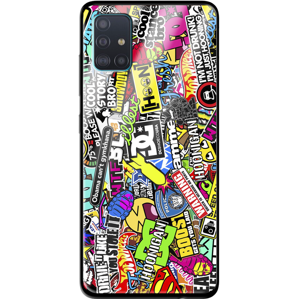 Чехол Boxface Samsung A515 Galaxy A51 Multicolored Inscriptions Черный силикон со стеклом (38808-up880-39407) - фото 1