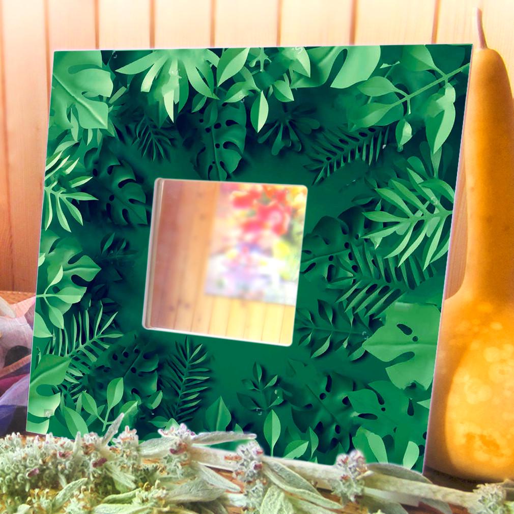 Зеркало декоративное Зеленые листики 260х260 мм (M04183) - фото 3