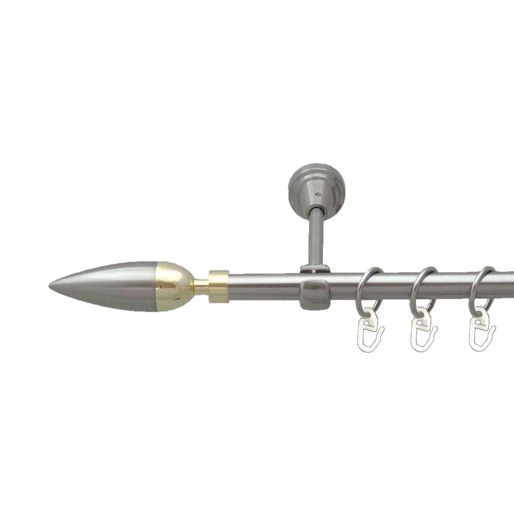 Карниз металлический Orvit Линея однорядный открытый/гладкая труба/кольцо металлическое Нержавеющая Сталь 16 мм 300 см (5503035)