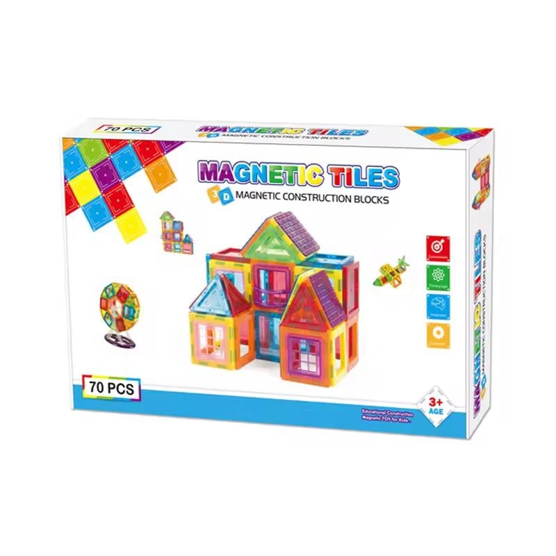 Конструктор дитячий магнітний 70 деталей Різнокольоровий