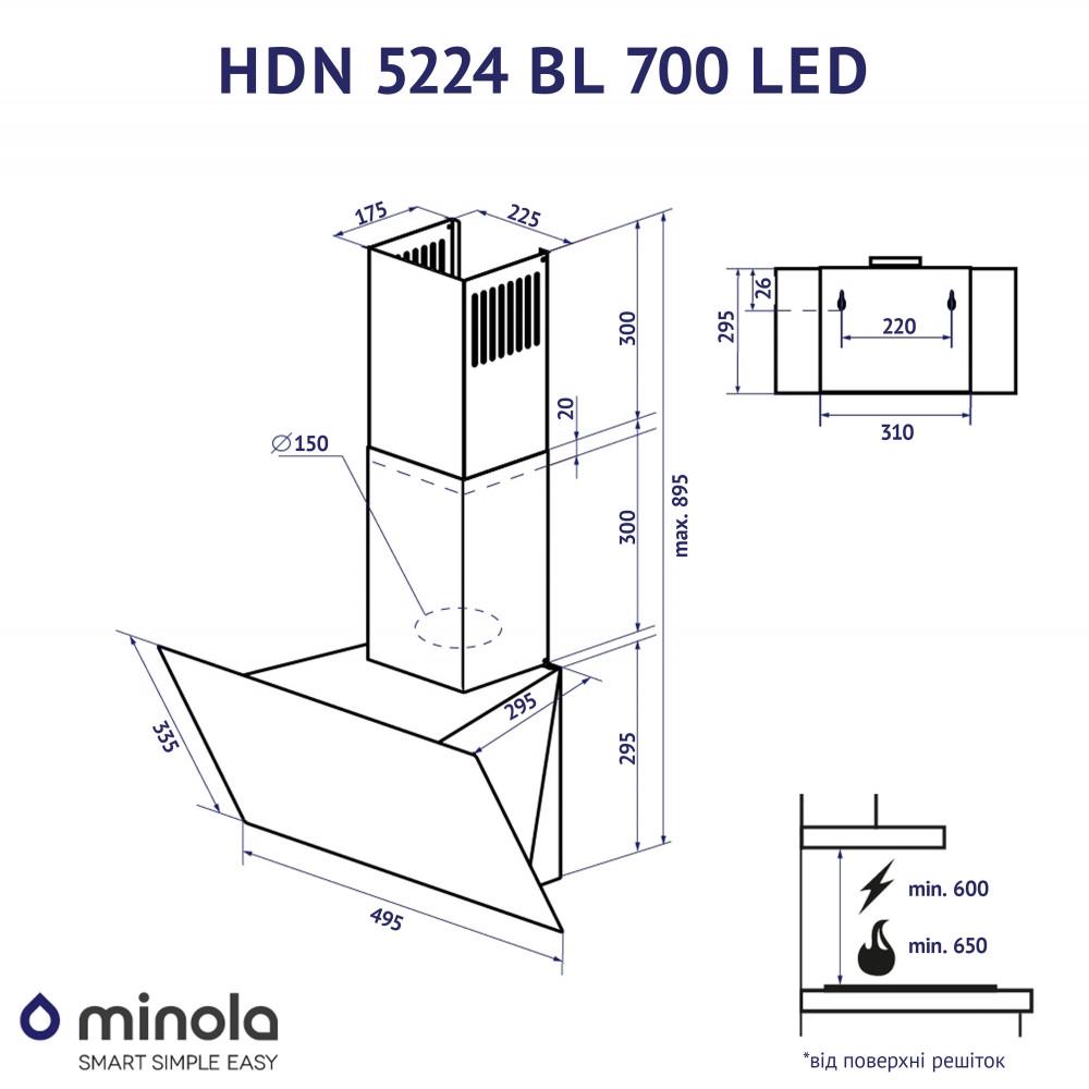 Витяжка декоративна Minola HDN 5224 BL 700 LED - фото 11