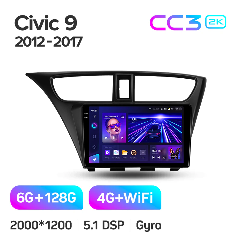 Автомагнітола штатна Teyes CC3 2К для Honda Civic 9 FK FB 2012-2017 Android CC3 2К 6/128G Wi-Fi/4G - фото 2